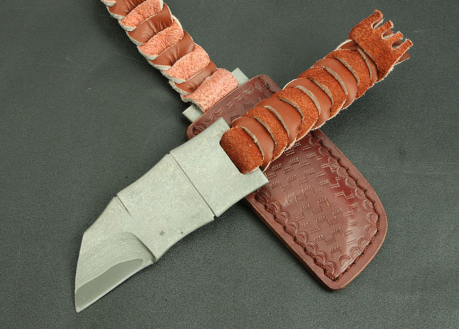 Boker Damascus -- Small Fish collection knife (black rope)
