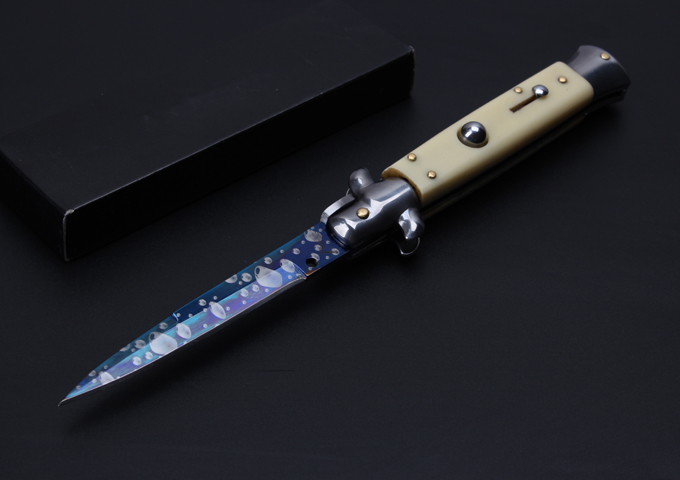 9 inches AKC Italian jump cut - blue sky (ivory handle)