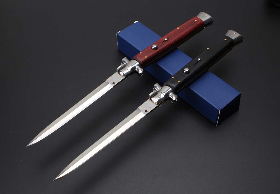 13 "Mafia jump knife (colour wooden handle)