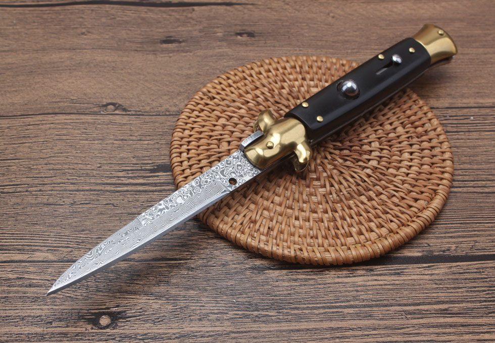 9 inches AKC Italy (black horn) to Damascus knife