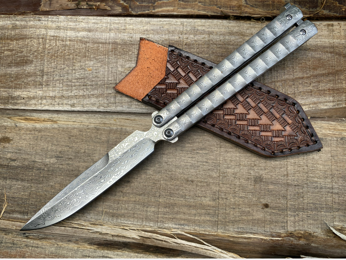 Damascus - Butterfly knife swing